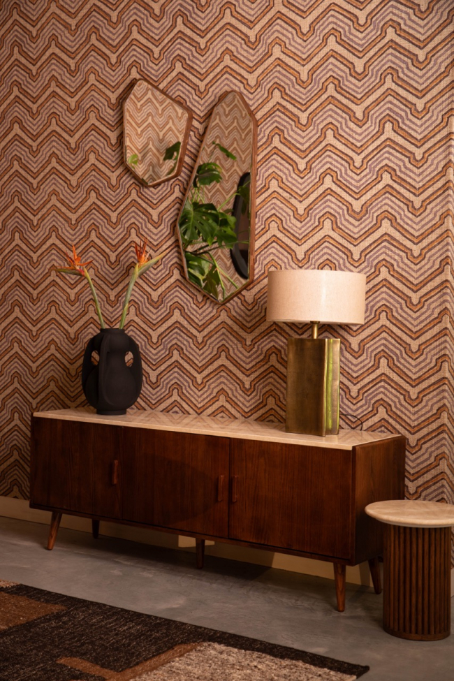 Stolik boczny 'Arda' - Orzech/trawertyn