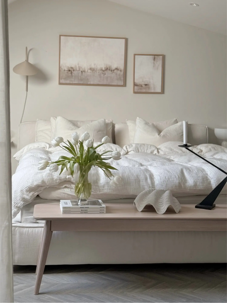 Ławka 'Yumi' - Białe olejowane dębowe