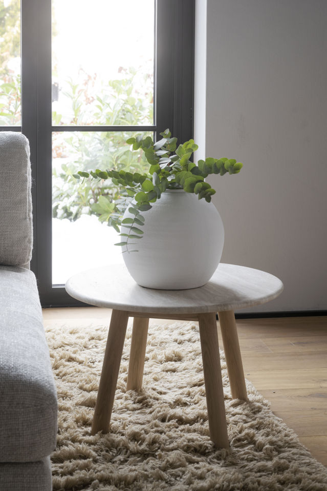 Stolik kawowy 'Taransay' Okrągły 60cm - Beżowy/Biały pigmentowany