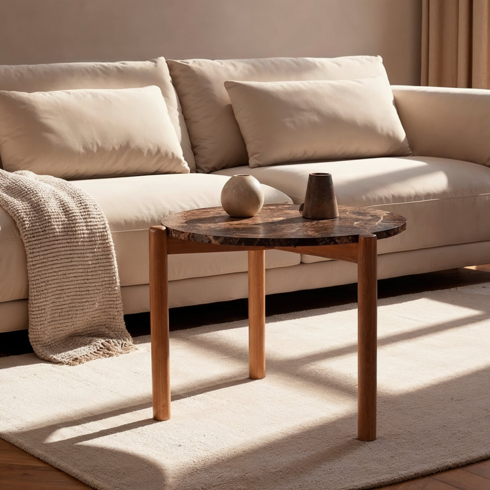 Stolik kawowy 'Marble' S - Brązowy