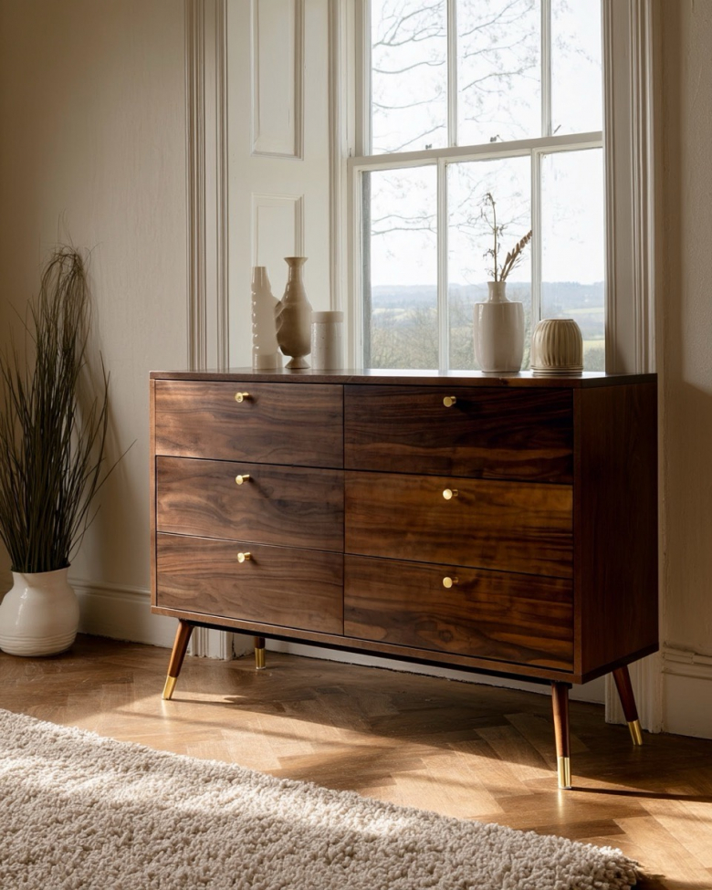 Szafa 'Prime' 6 szuflad - Orzech/Mosiądz