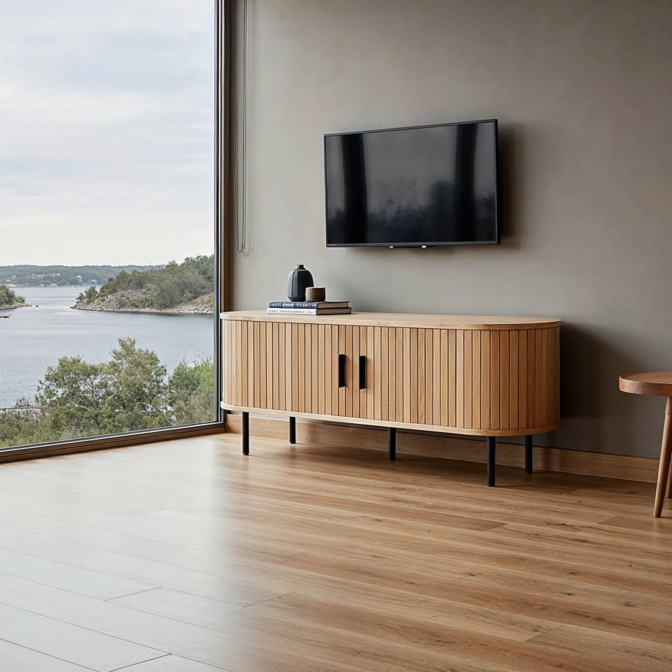 Stolik TV 'Holmvik' - Naturalny/Czarny