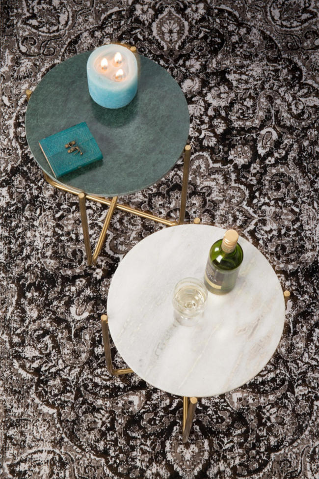 Stolik boczny 'Timpa' - Biały marmur/Mosiądz