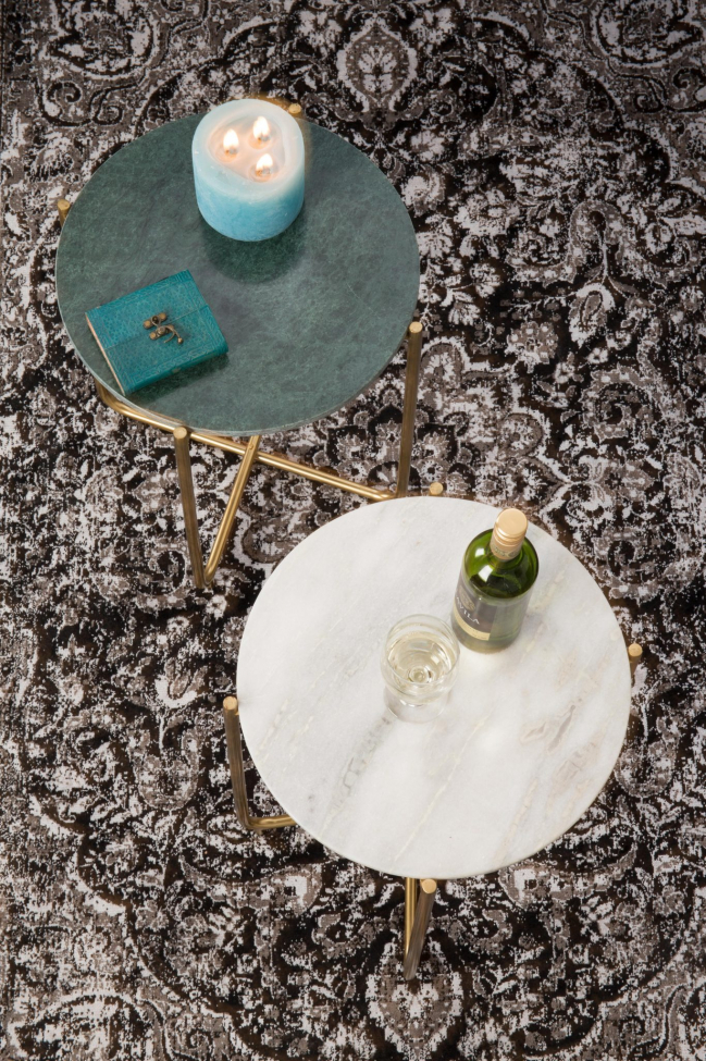 Stolik boczny 'Timpa' - Zielony marmur/Mosiądz