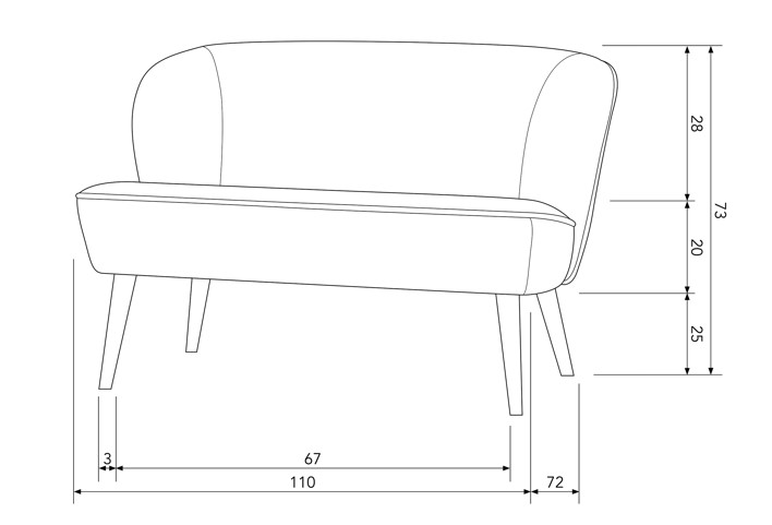 Sofa 'Sara' - Czerwony/Samet