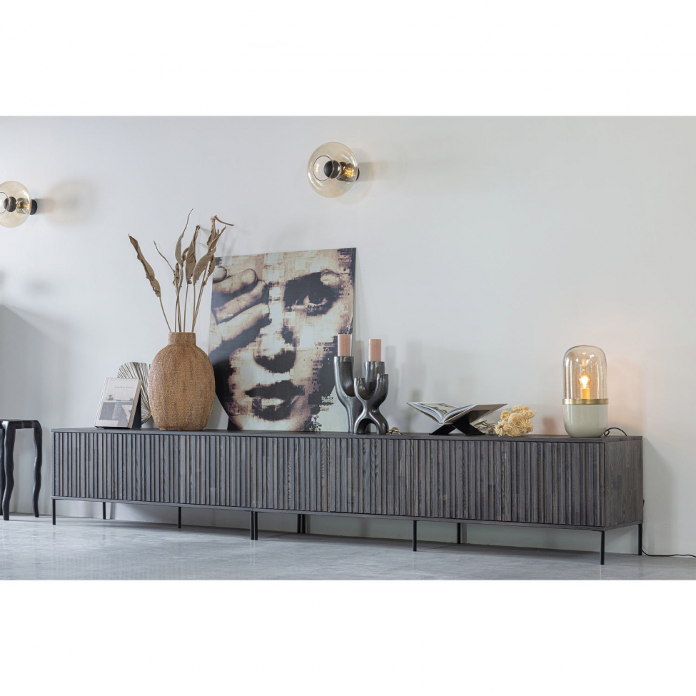 Stolik RTV 'New Gravure' 100 cm - Ciemnobrązowy/Czarny