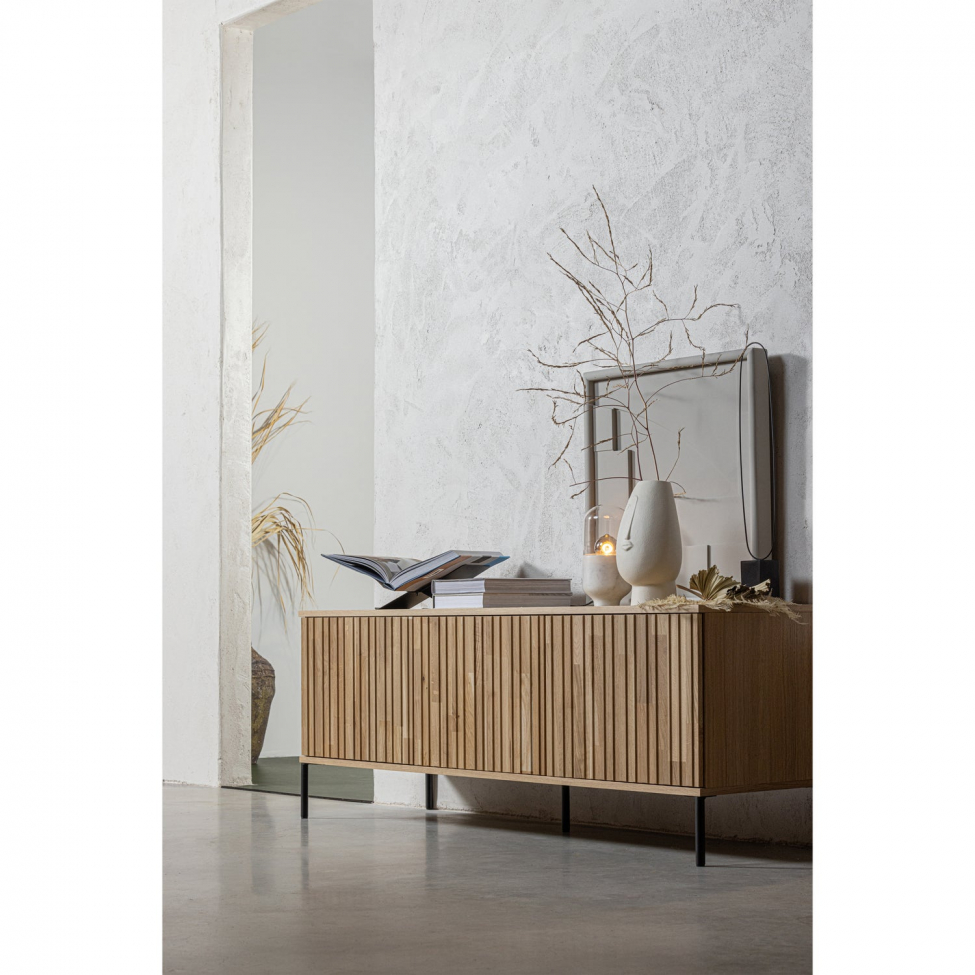 Stolik TV 'New Gravure' 150 cm - Dąb/Czarny