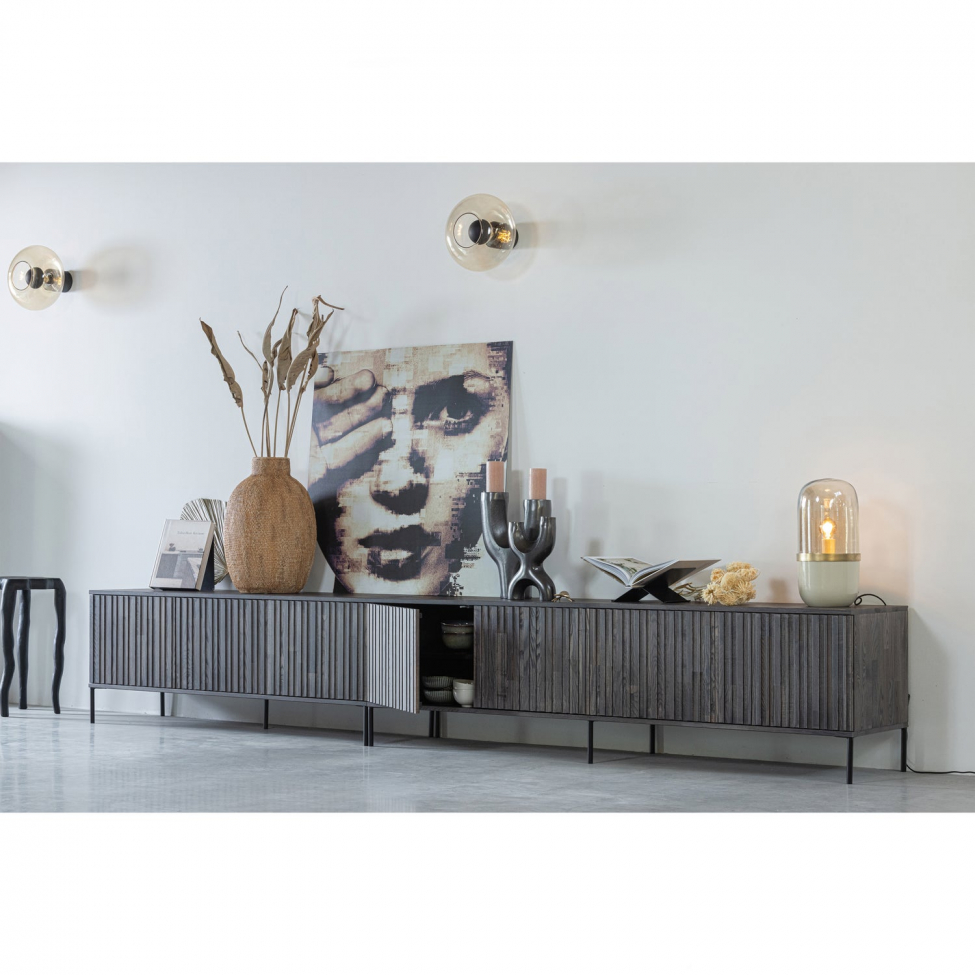 Stolik TV 'New Gravure' 150 cm - Ciemnobrązowy/Czarny