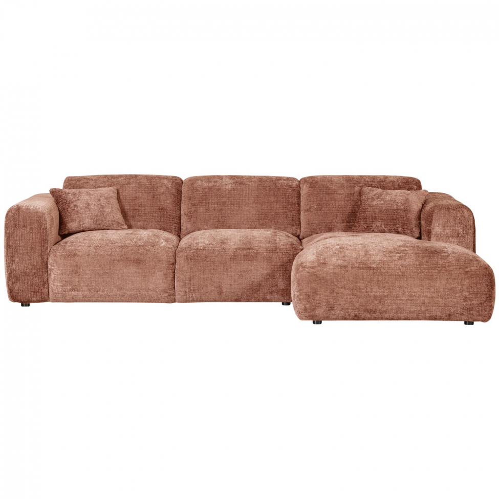 Sofa 'Cloud' 3-osobowa z chaise longue prawa - Różowo/brązowa