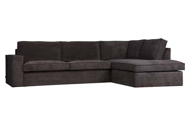 Sofa narożna 'Thomas' - Prążkowana Ciemnoszara