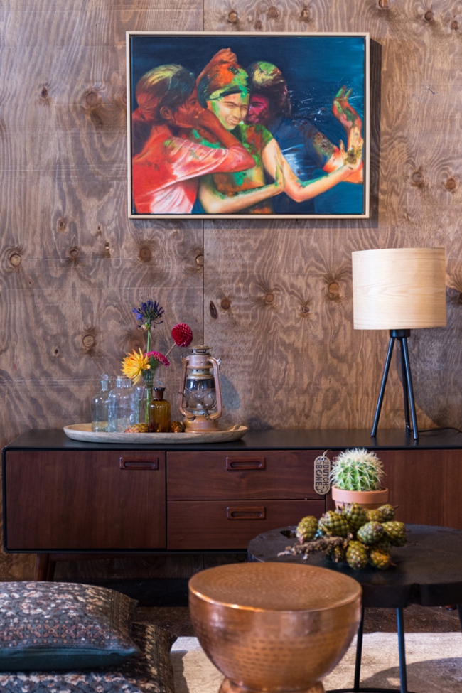 Lampa stołowa 'Woodland' - Czarna/Naturalna