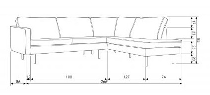 Sofa narożna 'Rodeo' - Khaki - Prawa