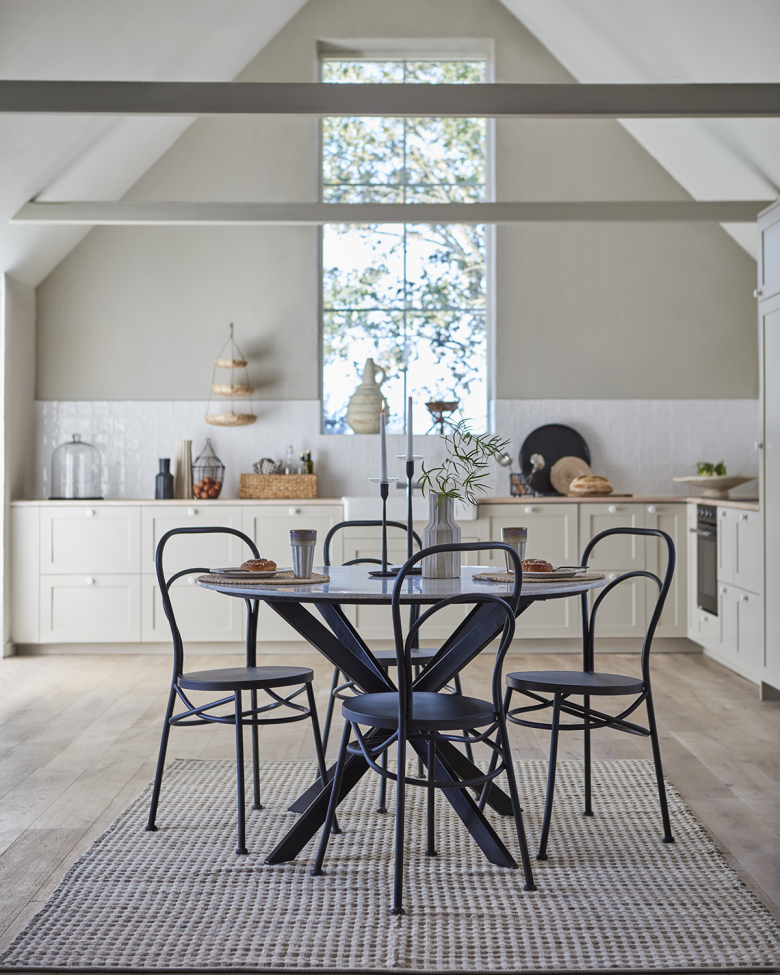 Stół 'Milan' okrągły 120cm - Biały/czarny