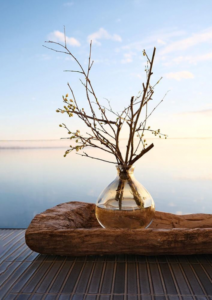 Wazon szklany 'Melvin' Niski - Beżowy