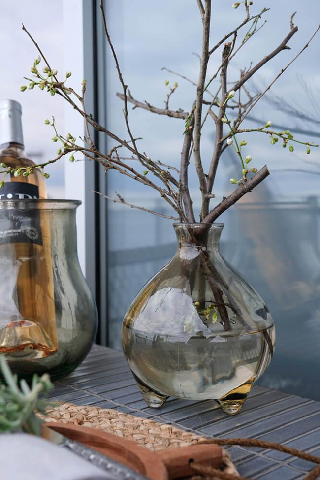 Wazon szklany 'Melvin' Niski - Beżowy