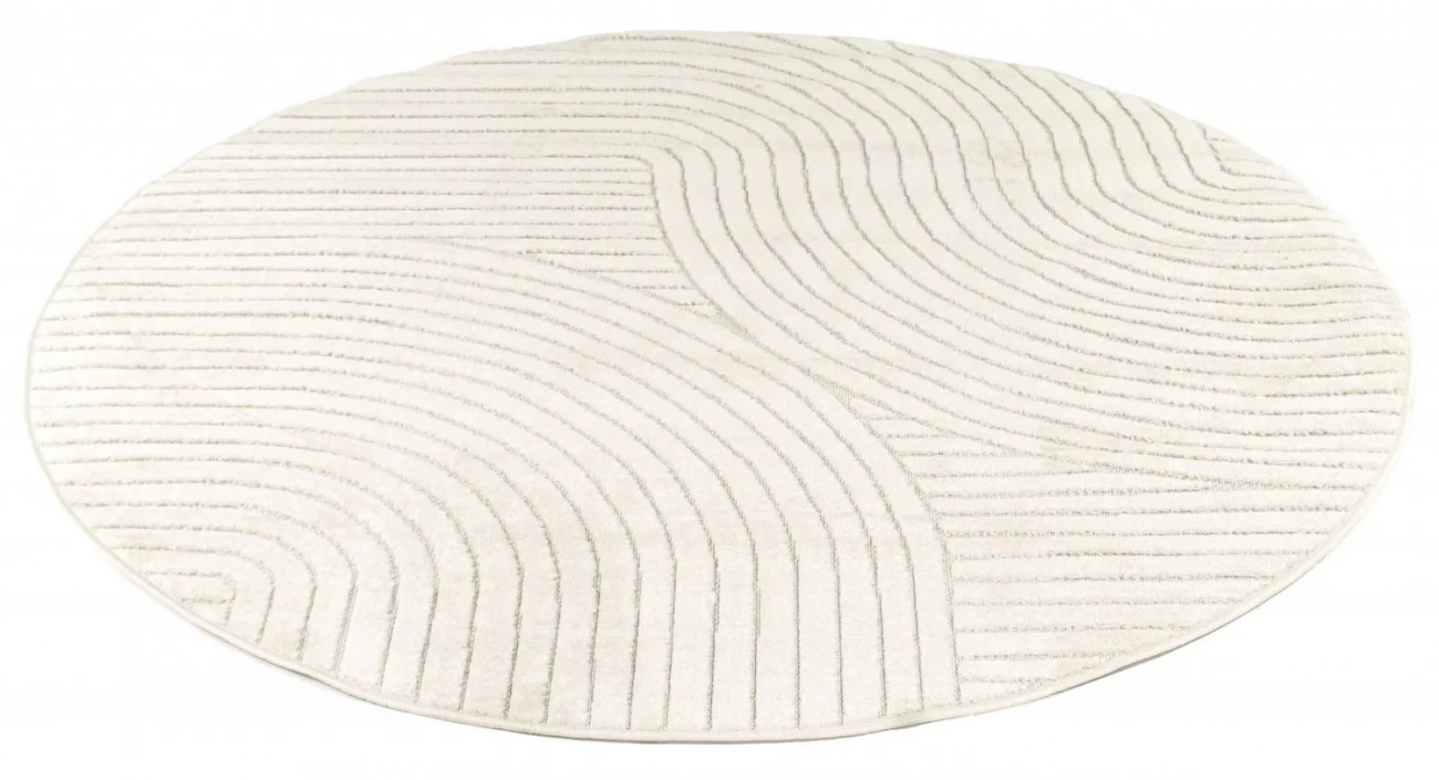 Dywan okrągły 'Devon' - Kremowy