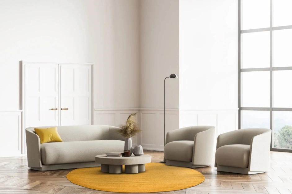 Dywan okrągły 'Hamilton' - Szafranowy