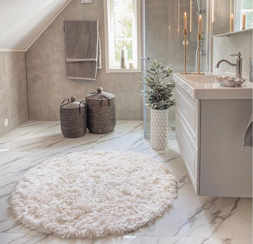 Dywan okrągły Shaggy 'Janjira' - Biały