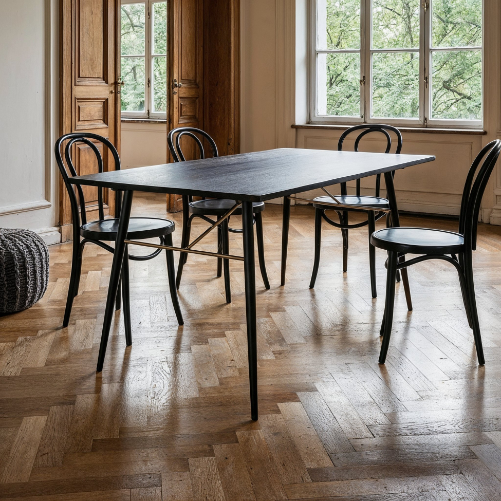 Stół 'Lux' 160x90cm - Czarny/Mosiądz