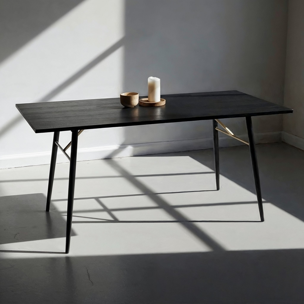 Stół 'Lux' 160x90cm - Czarny/Mosiądz