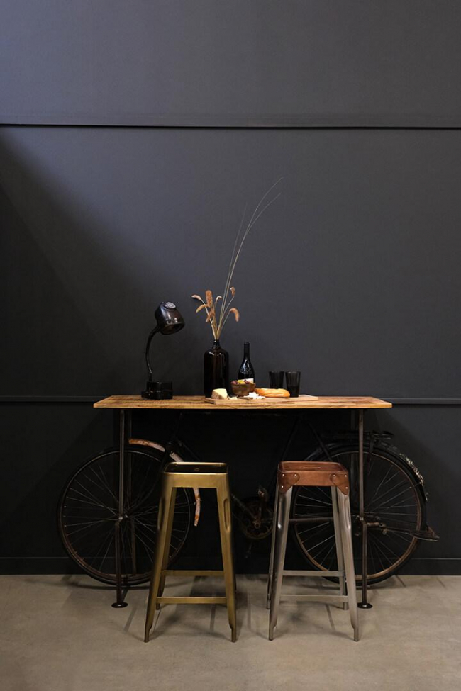 Stolik boczny Vintage bicycle - Drewno/Żelazo