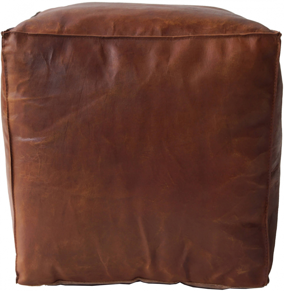 Pufa skórzana 'Olivia' Sześcian - Brązowa