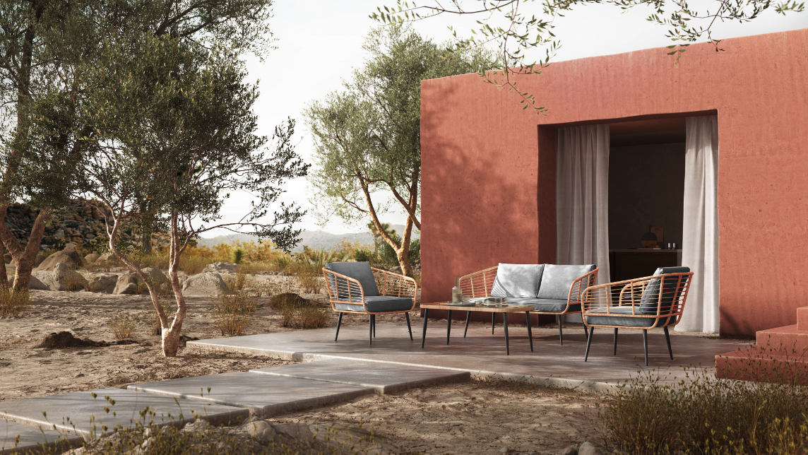 Fotel ogrodowy 'Sardinia' - Naturalny/Szary