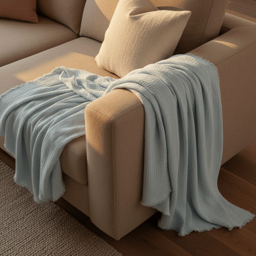 Kocyk muślinowy 'Dorena' 130x170cm - Niebieski