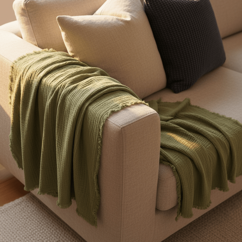 Kocyk muślinowy 'Dorena' 130x170cm - Zielony