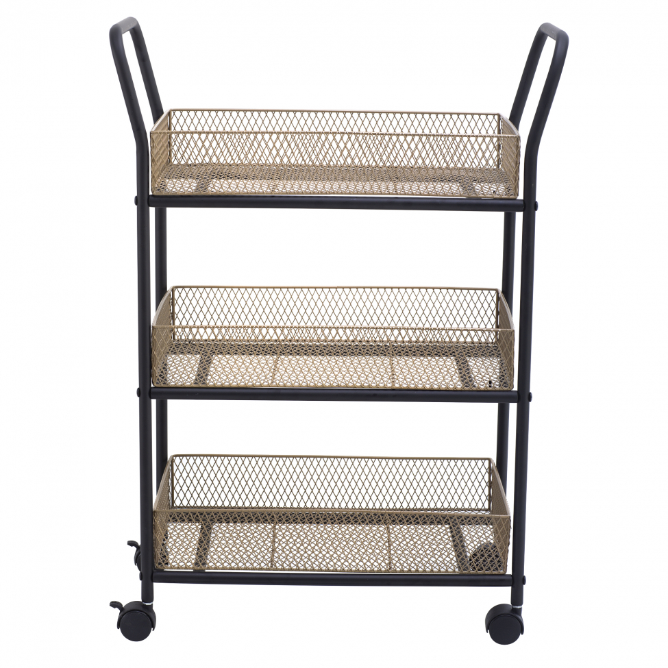 Wózek kuchenny 'Nät' - Czarny/Drewno