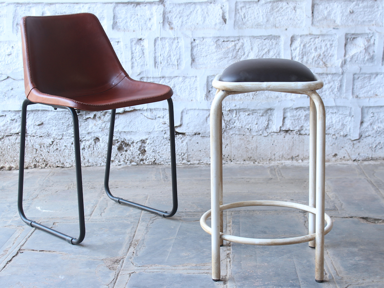 Pall przemysłowy Vintage - Brązowy/Biały